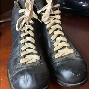 Early 1900s Antique FOOTBALL Leather Cleats HI TOPS Vintage RUGBY Soccer Shoes
